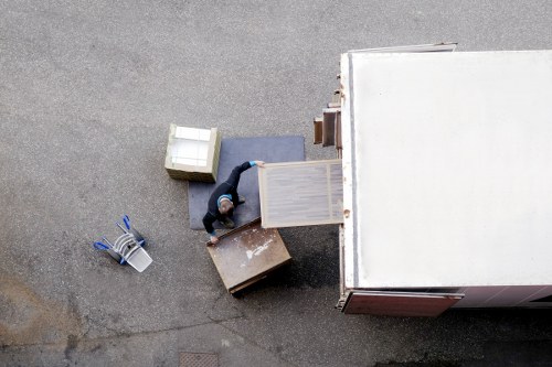 Packed boxes and furniture ready for a small removal